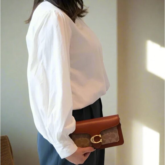 Coach Tabby Chain Clutch Signature Canvas Rust Tan CE774 Chain Crossbody ORGPKG - Picture 10 of 11